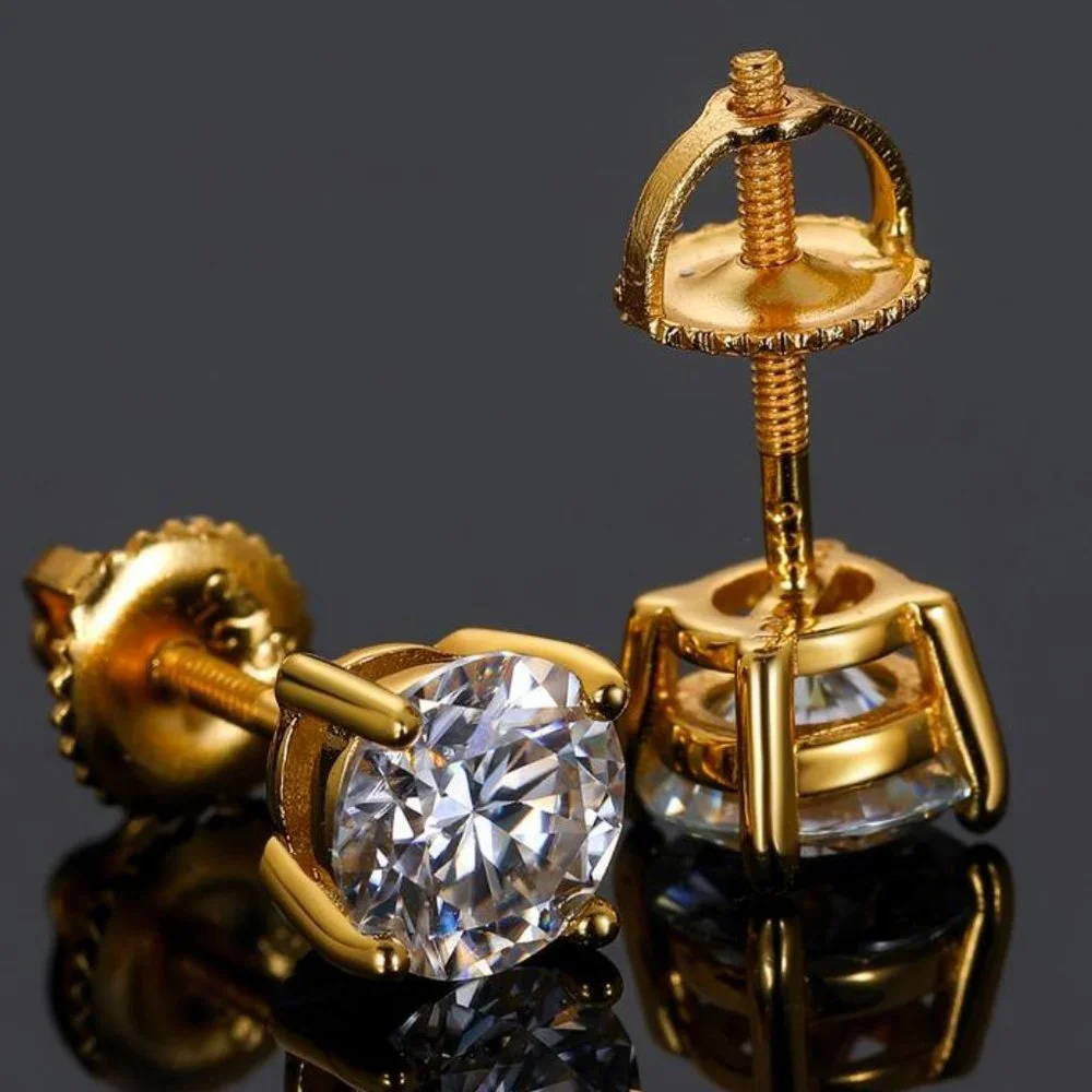Certified 8ct. t.w. Moissanite Diamond Round Stud Earrings NEW